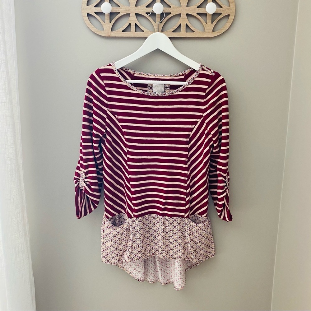 Postmark by Anthro. Striped Blouse Red Sz Small